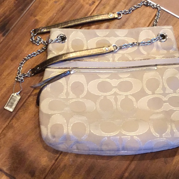 Vintage Coach signature poppy purse bag chain convertible strap Christmas - Picture 2 of 12